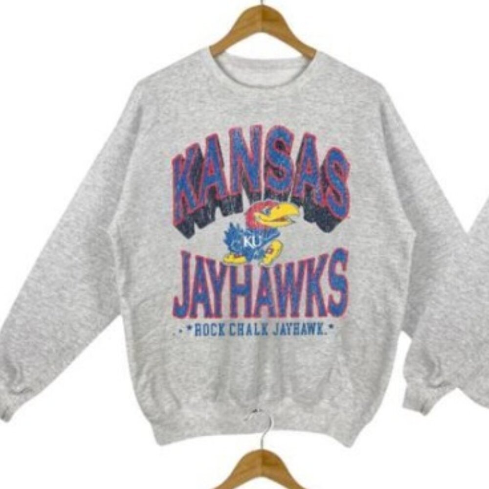 Kansas Jayhawks Sweatshirt – Rock Chalk Jayhawk NCAA KU Crewneck Pullover